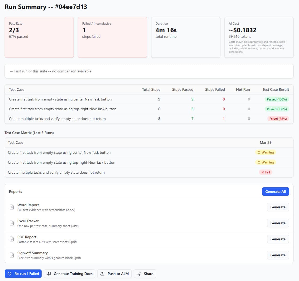 Reports & Training Docs — Qualixir product screenshot